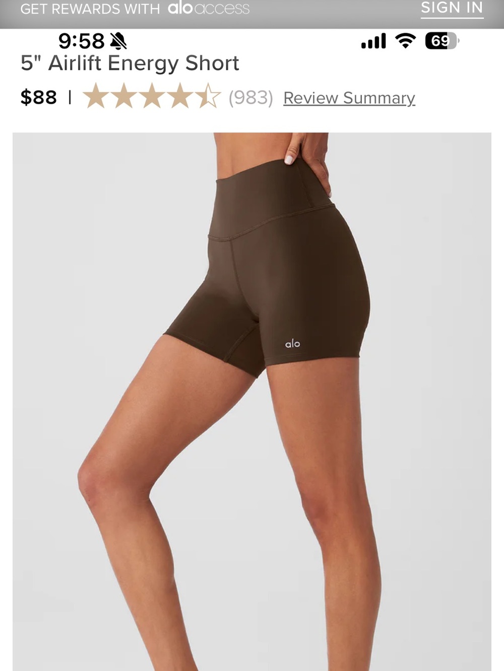 ALO Yoga 5" Airlift Energy High-Rise Bike Shorts in Dark Brown